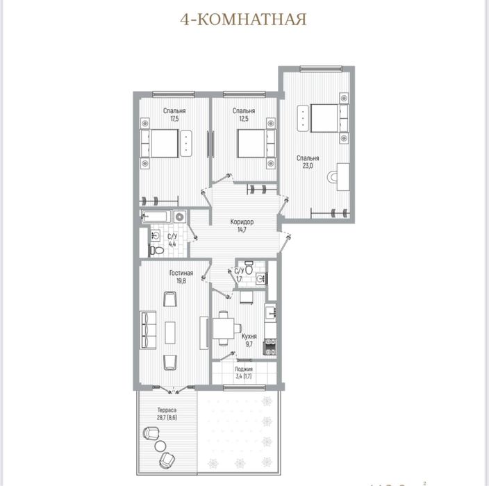 Продается 4 комнатная на Кох ота