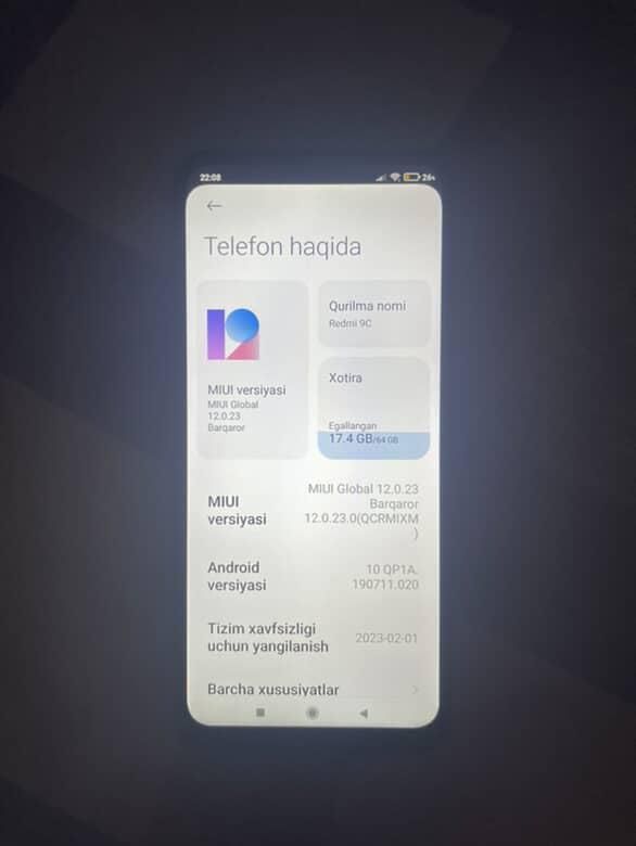 Redmi 9c holati zõr 64/4
