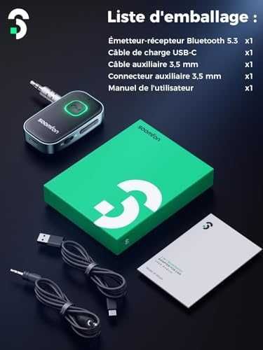 Bluetooth  5.3 Jack 3.5mm SOOMFON Receiver Bluetooth Transmitter