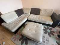 ПОДАРЯВАМ: Триместен диван с лежанка и табуретка