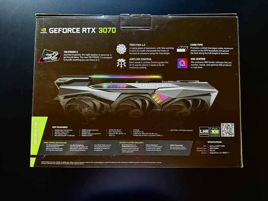 Placa video MSI GeForce Nvidia  RTX 3070 Trio Plus 8G LHR, noua !
