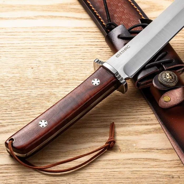 Katana Premium,Otel inoxidabil,Maner Lemn trandafir,Teaca piele, 35 cm