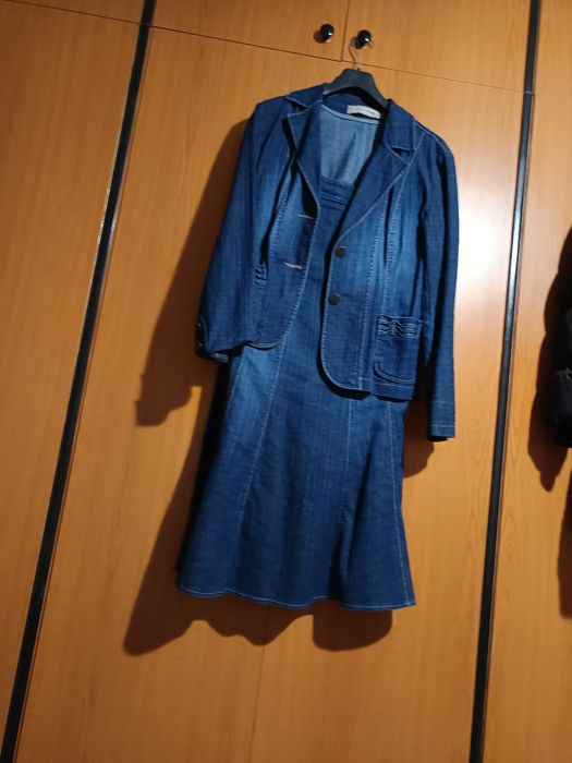 Дънков костюм сако48 пола 44