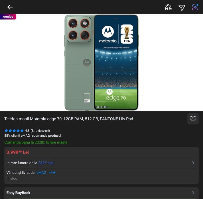 Motorola Edge 70 lilypad +pachet accesorii ,Sigilat, Garantie 24luni