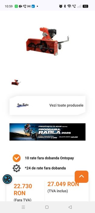 Freza zapada pt atv, utv tractoras 13hp pornire electrica