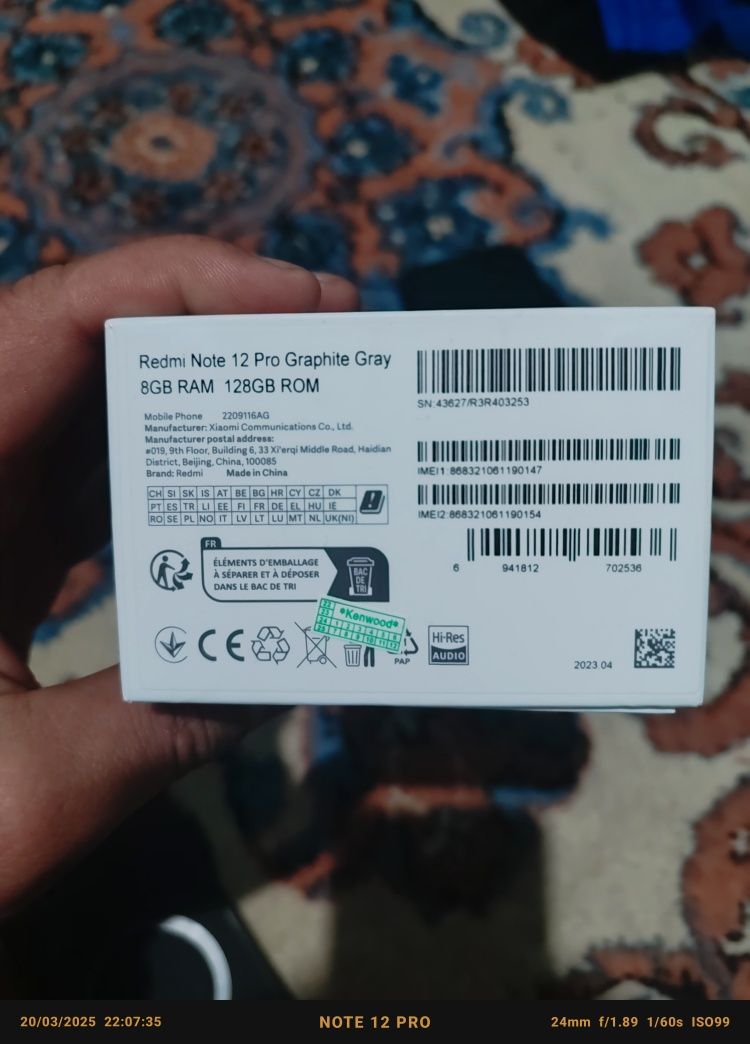 Redmi not 12 pro ideal 8/128 xotira