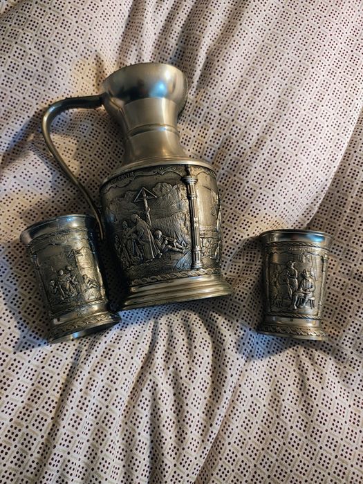 set vintage german din pewter Artina SKS Zinn 95%, ideal pentru colecț