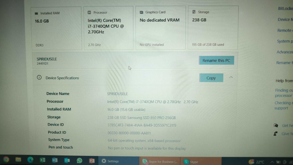 Laptop Lenovo ThinkPad W530, Intel Core i7-3740QM 2.70GHz, 16GB, 256GB