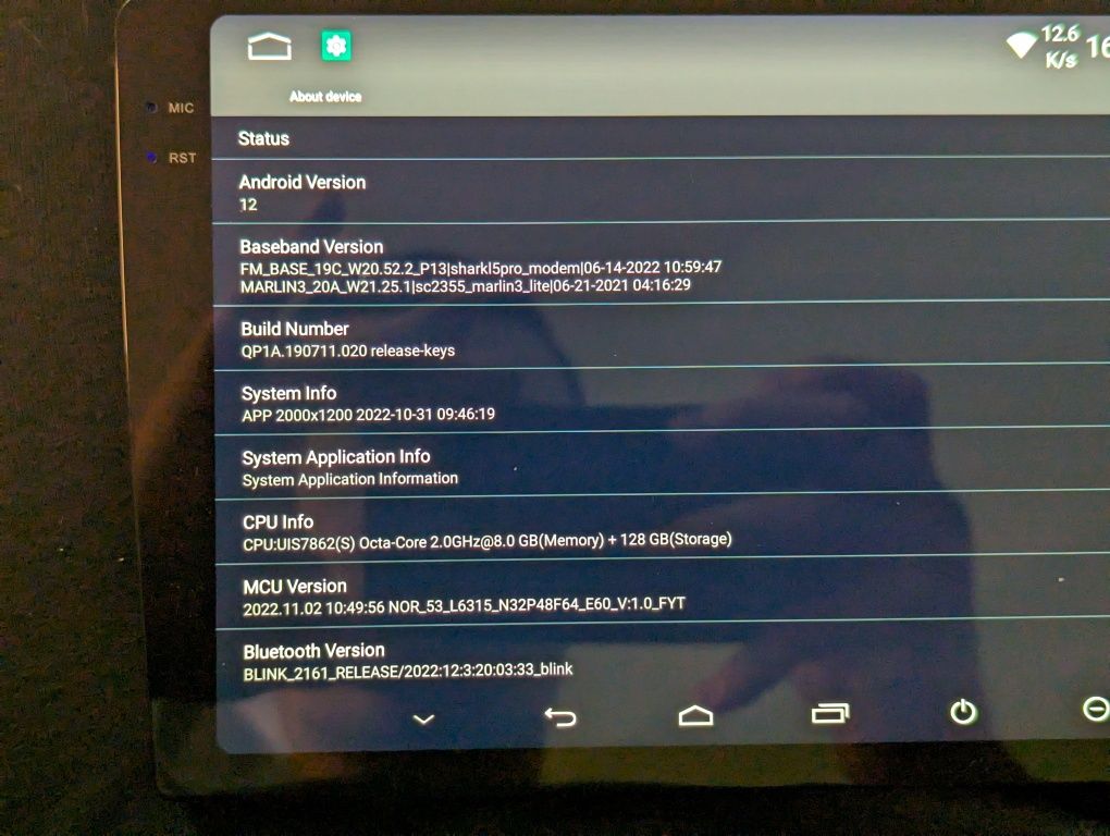 Navigație android 9.5 inch QLED 8gb+128gb 2ghz