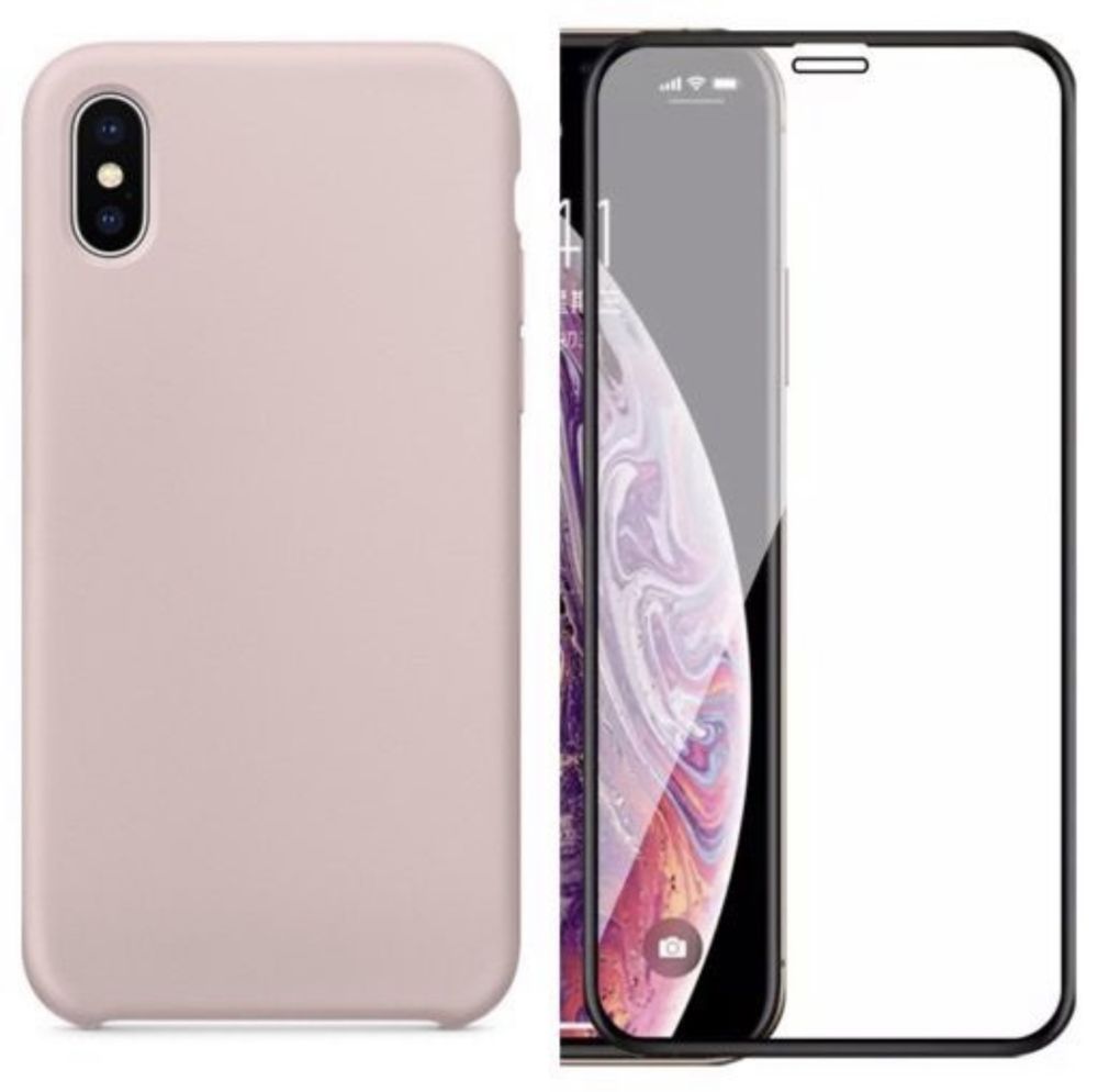 Husa Din Silicon Cu Catifea + Folie Sticla 11D Iphone X XS MAX