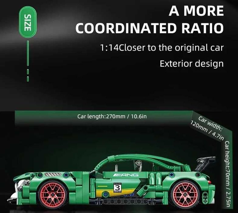 Joc construit SuperCar Pull Back cu 456 piese ToylinX compatibil lego