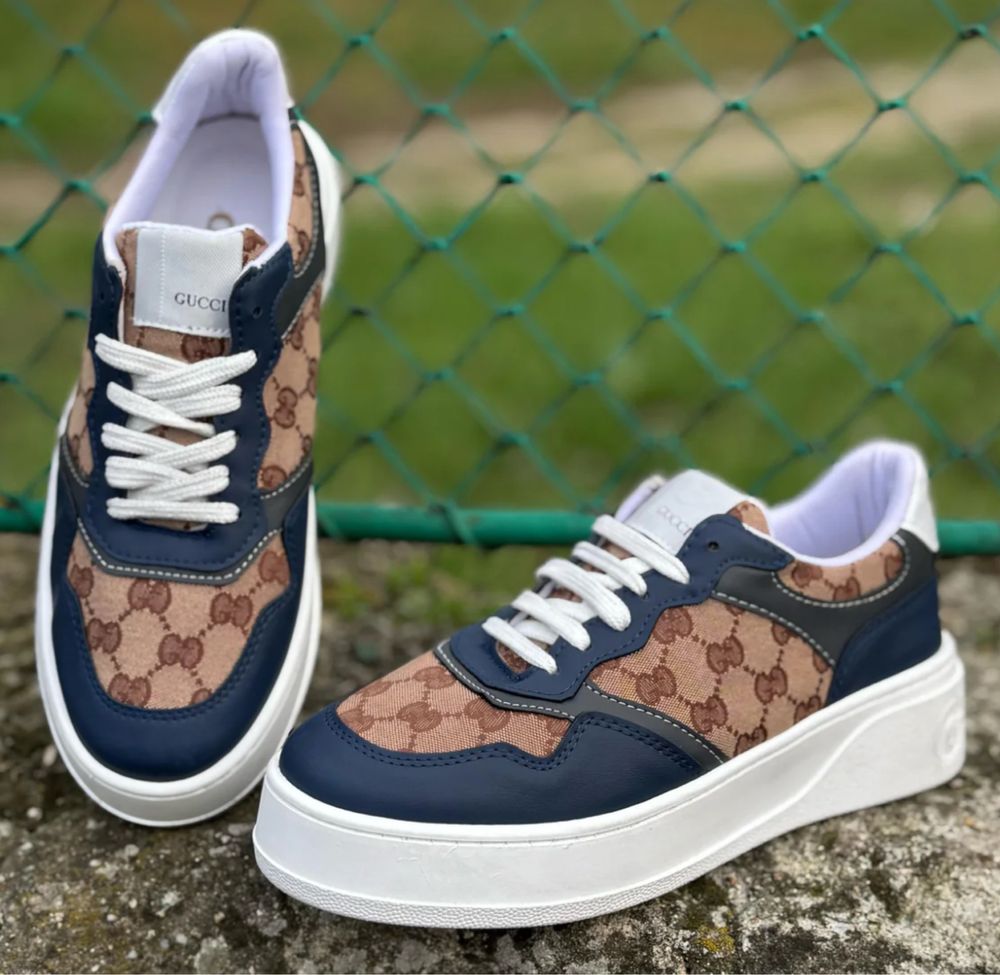 Adidasi Gucci Trainer brown piele