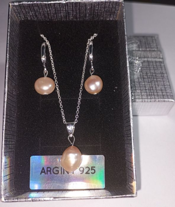 Set cercei și colier argint 925 și perle naturale