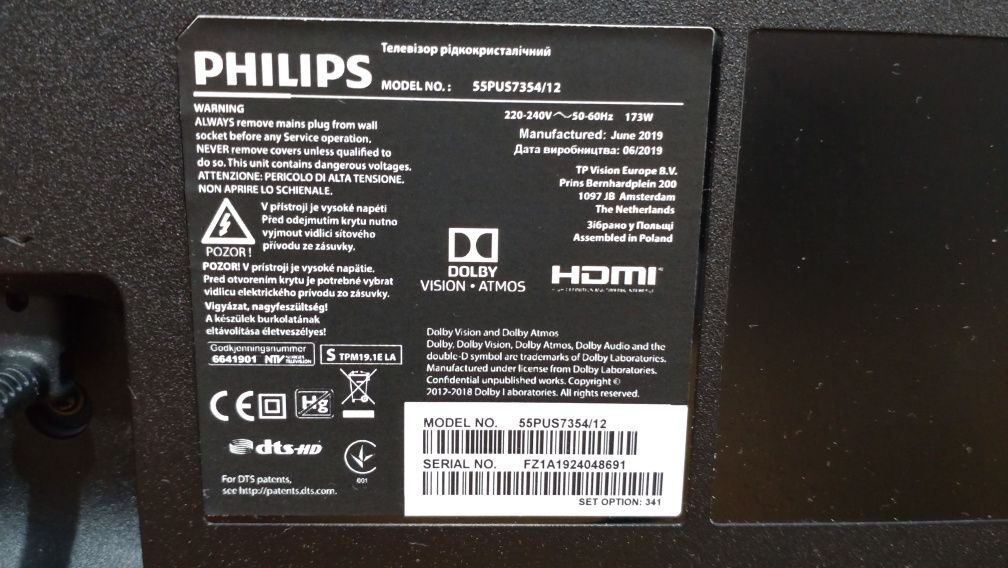 Televizor led 4K UHD Smart Philips Android Ambilight 140 cm WiFi