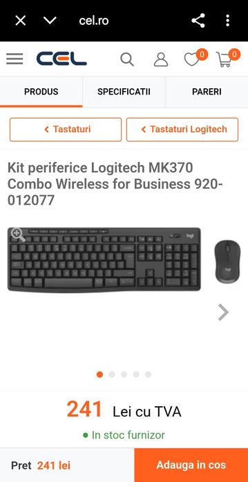 kit wireless de tastatură și mouse, Logitech MK370 Combo for Business