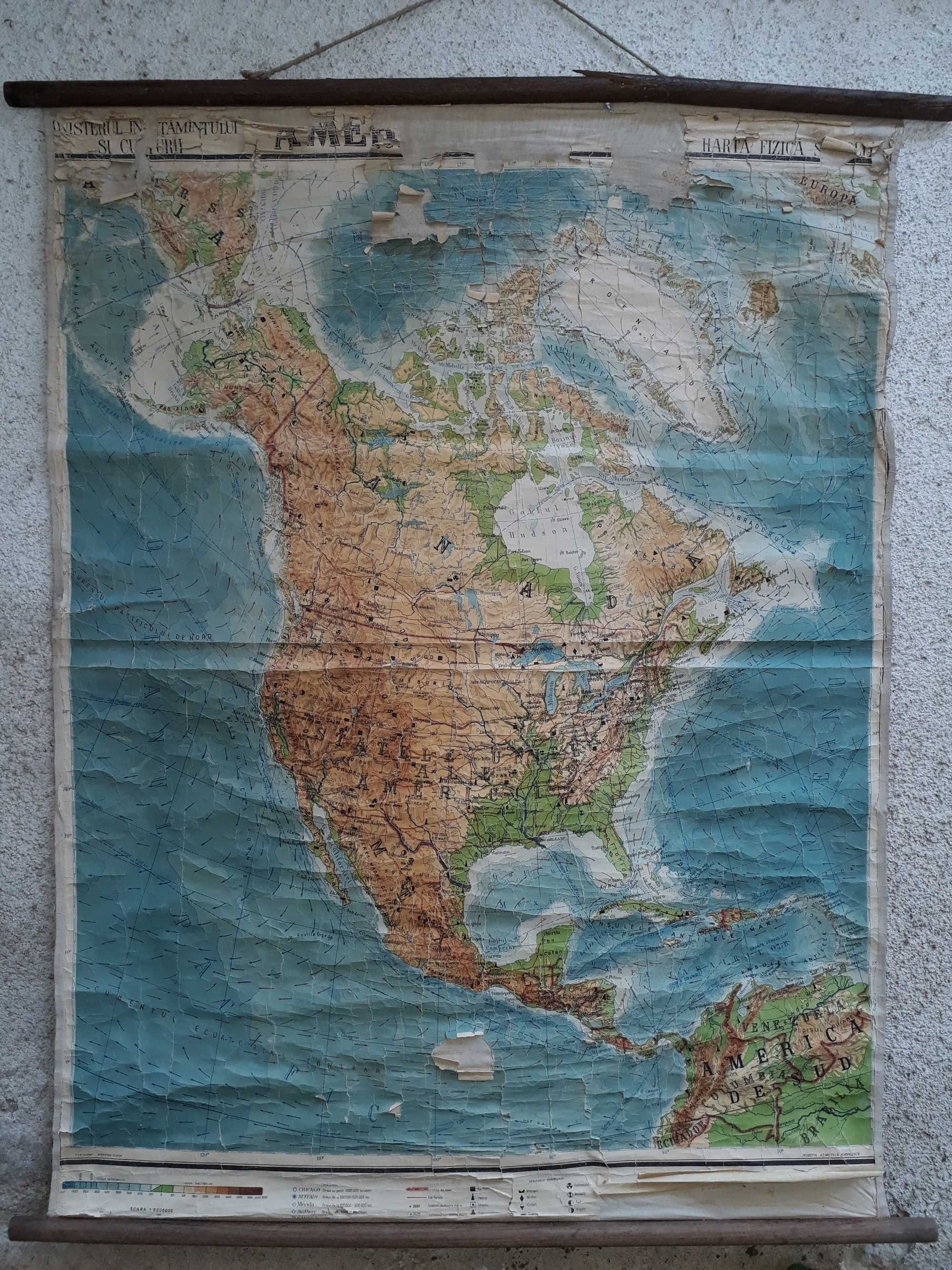 Harta scolara veche RSR America de nord