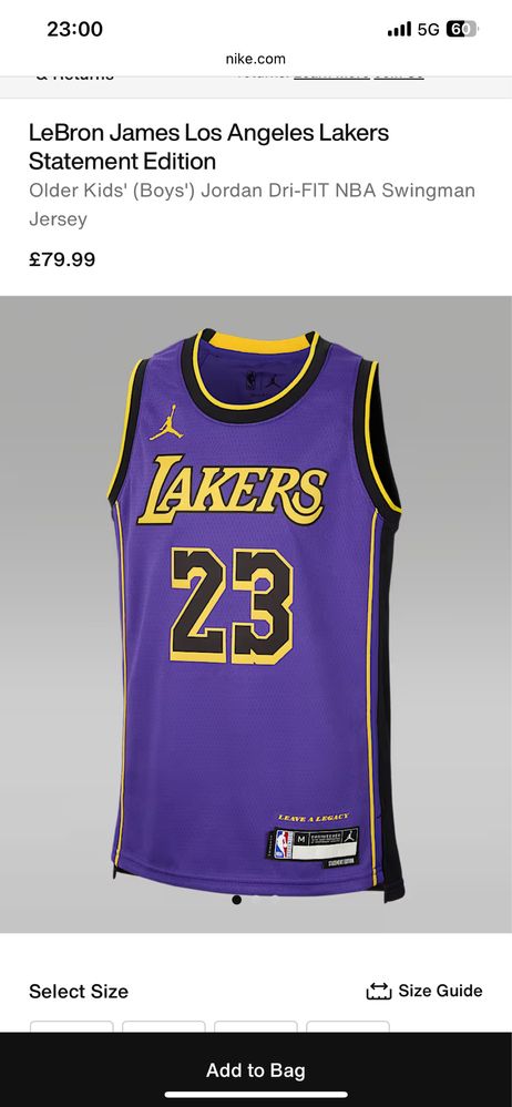 LeBron James Los Angeles Lakers Statement Edition Jordan