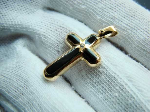 Cruciulita Cruce Aur Designer 14K Email Negru