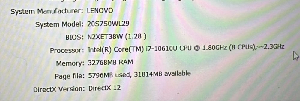 Лаптоп Lenovo Thinkpad T15 Gen 1 i7 32GB RAM Windows 11