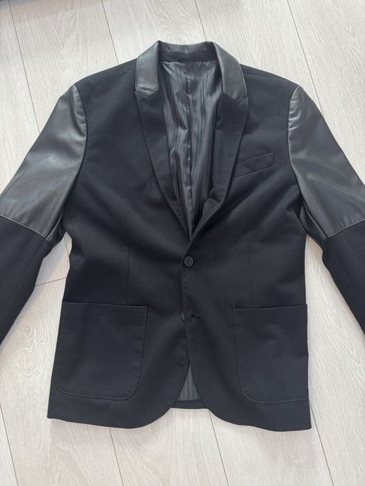 Sacou Zara Man Original - Maneci si guler din piele