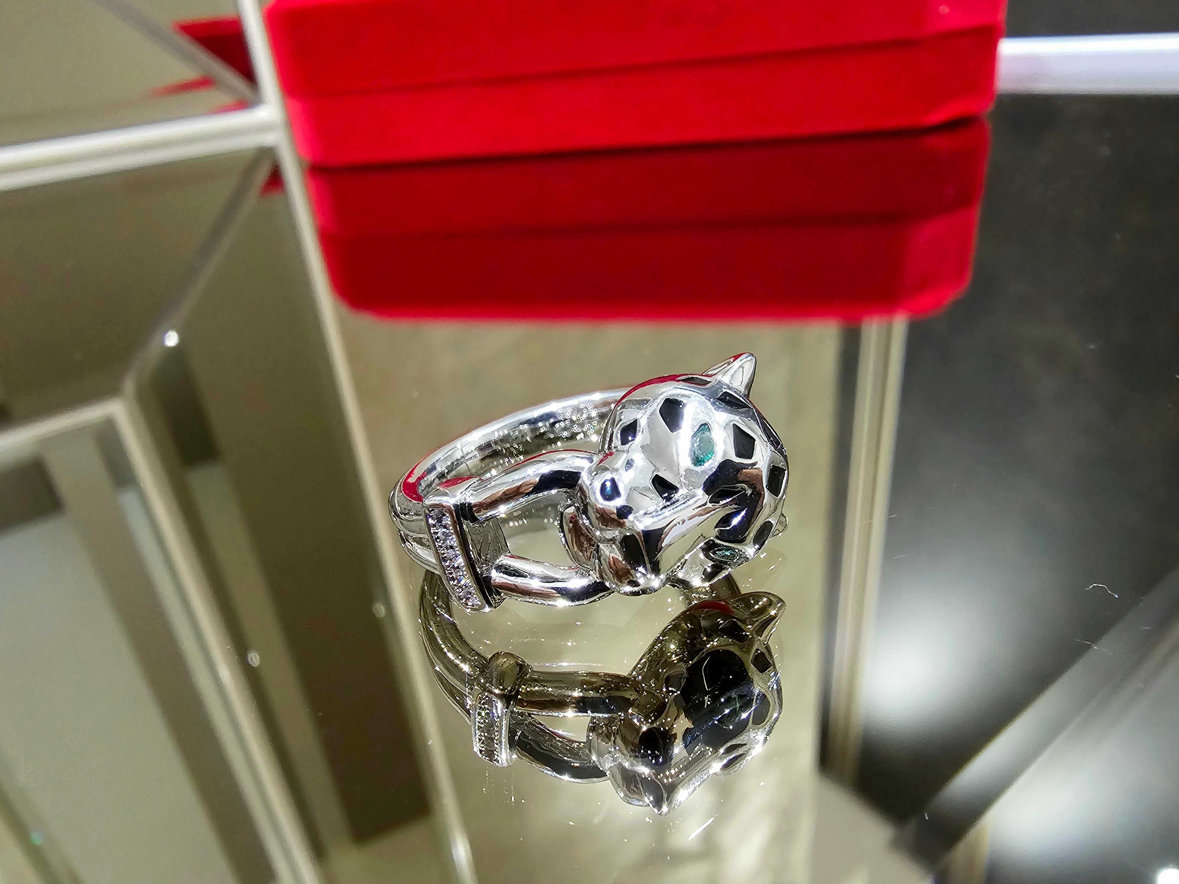 CARTIER Panthere de Cartier White Gold Black 5 Diamonds Пръстен
