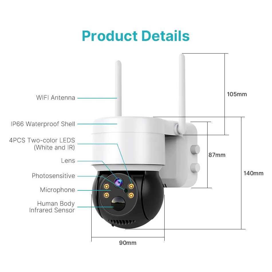 Камера за сигурност STELS SL20, Соларна,355 градуса,IP Wi-Fi,Ethernet.