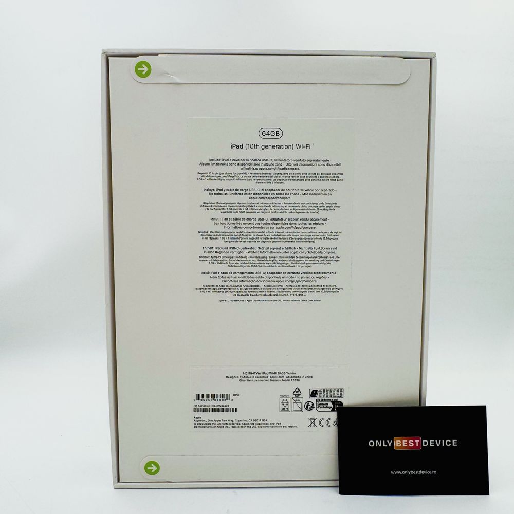  iPad 10th Generation wi-fi 64GB Yellow