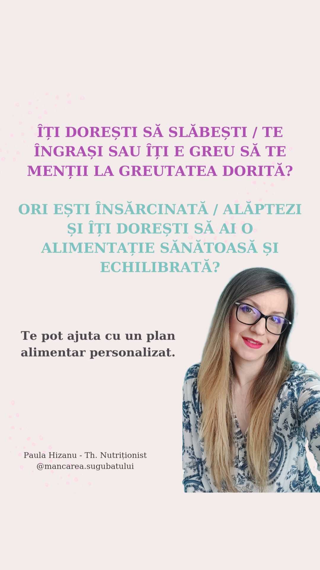 Plan alimentar personalizat / nutritionist / dieta / program nutritie