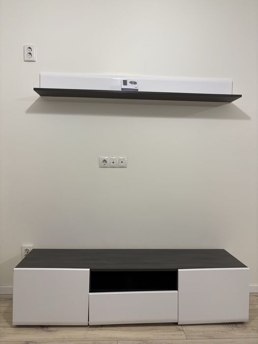 Set mobilier hol + living modern – alb lucios, stare excelentă