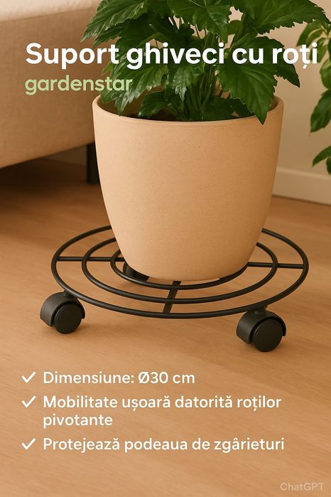 Set de 4 bucăți! Suport rotativ metalic pentru flori