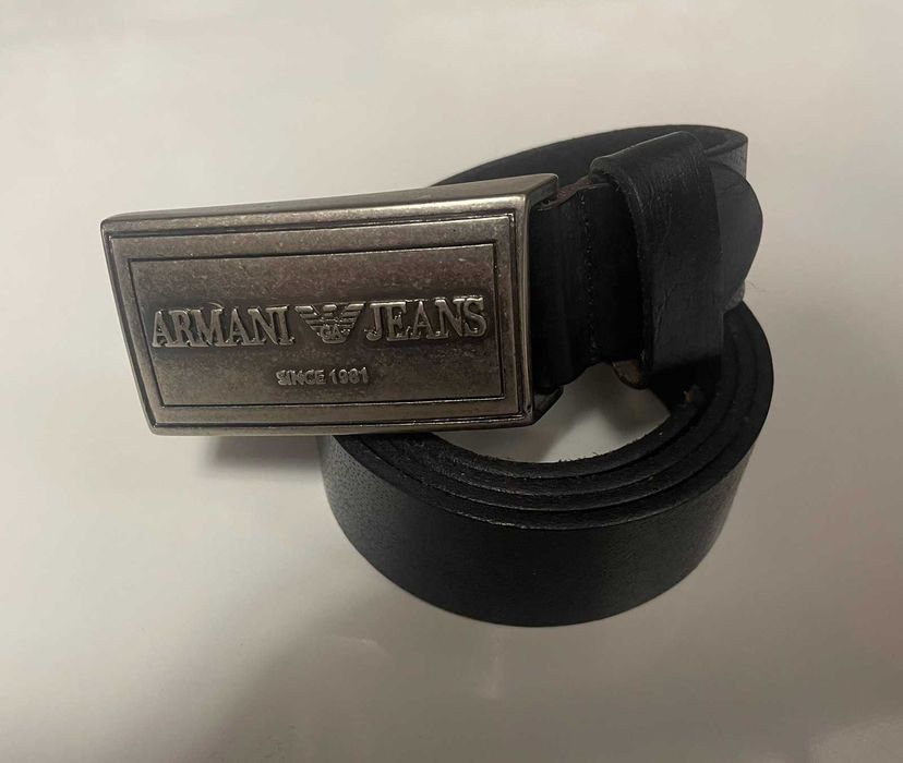 Нов мъжки колан от естествена кожа Armani Jeans дължина 110см