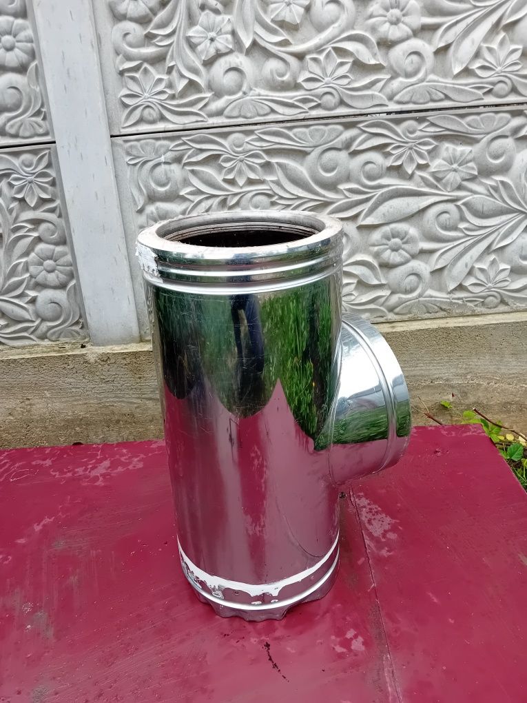 Teu coș  fum inox 200 mm