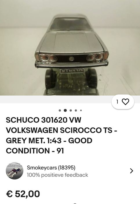 Продавам VOLKSWAGEN SCIROCCO TS - GREY MET. 1:43 -много добро състояни