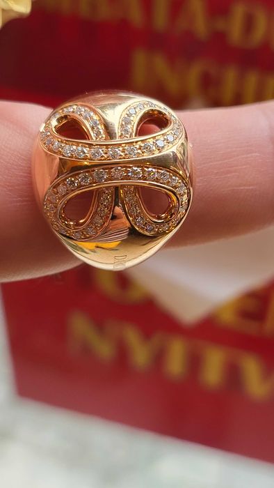 Inel Aur rose 18k+ 58 diamante de calitate 0.7ct colecția Damiani 17gr