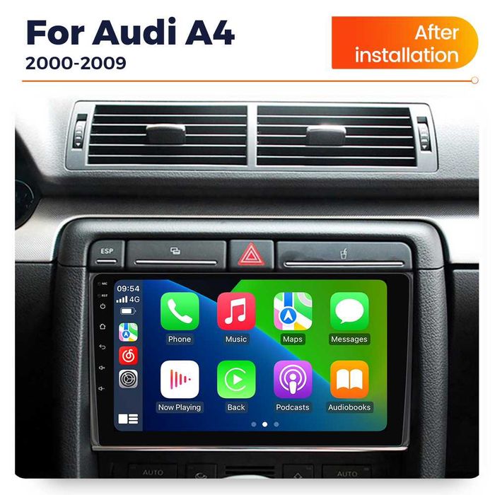 NAVIGATIE Android 14 Audi A4 B6 B7 2002 + Waze YouTube CarPlay +CAMERA