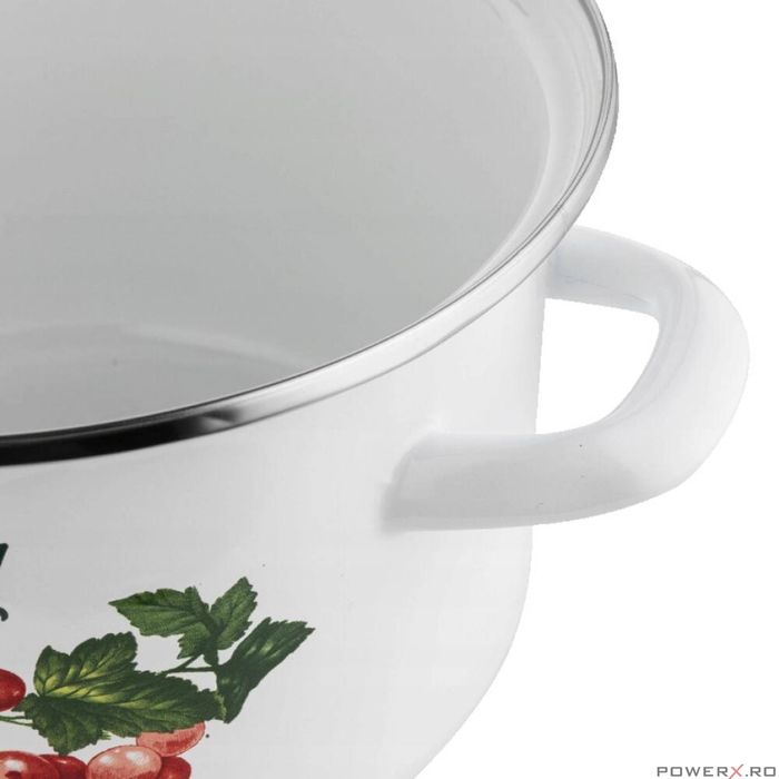 Oala emailata, din otel carbon, alba, 22cm-4.8L, Florina