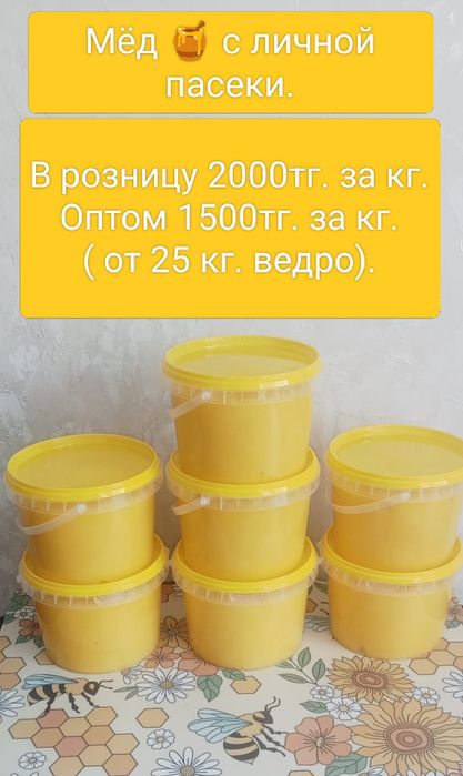 Мёд с личной пасеки 1500тг.