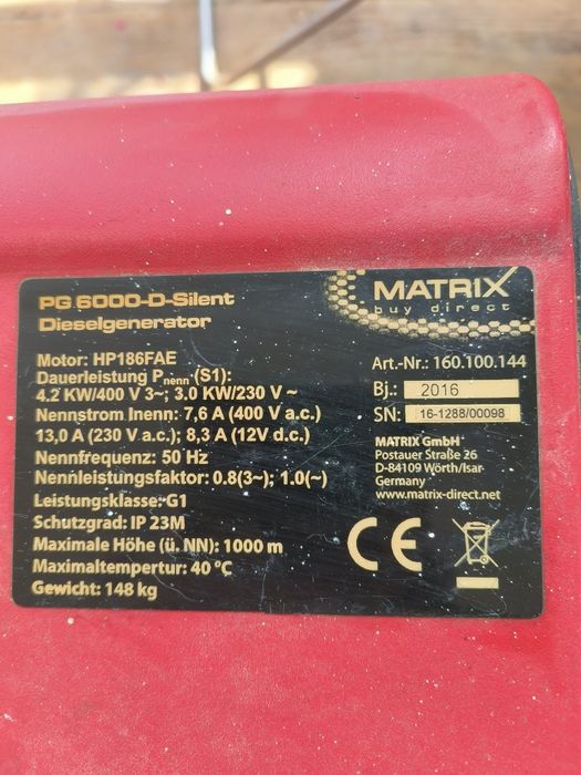 Generator Trifazic Matrix  PG6000-G Silent 6 Kw