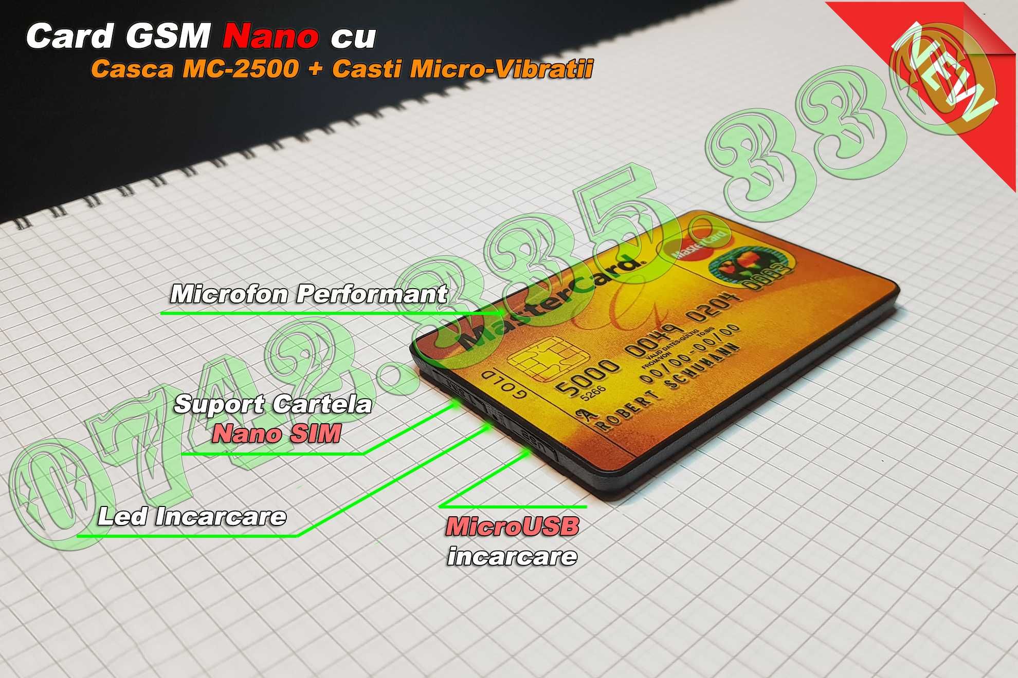 Card GSM cu casti de copiat Nedetectabil + BONUS 6xBaterii 337