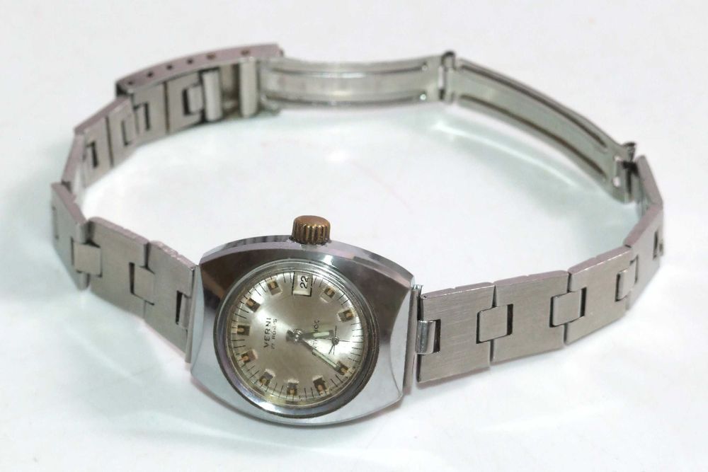 Ceas de mâna mecanic elvetian VERNI, 17 rubine, inox, waterproof, NOU