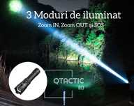 Lanternă puternică cu LED, afișaj baterie, zoom, încărcare usb