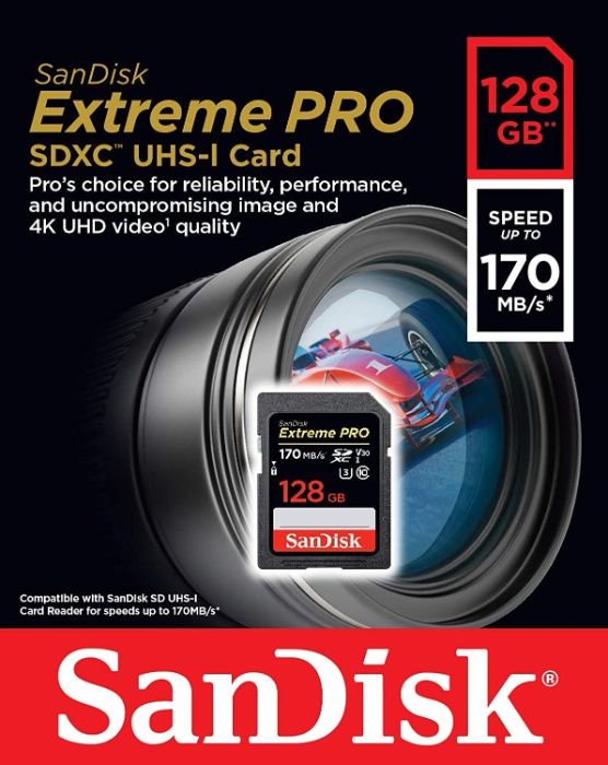 Card de memorie SanDisk Extreme +Adaptor  128gb,sigilat