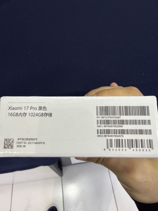 Xiaomi 17 pro Black pameti 1 TB imeykadan otgan ishlatishga tayyor