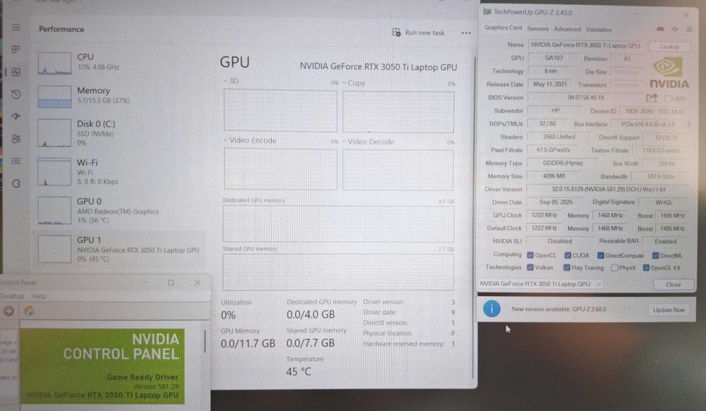 15.6' IPS HP Victus Ryzen 5 5600h/NVIDIA RTX 3050Ti 4GB GDDR6/16GB/512