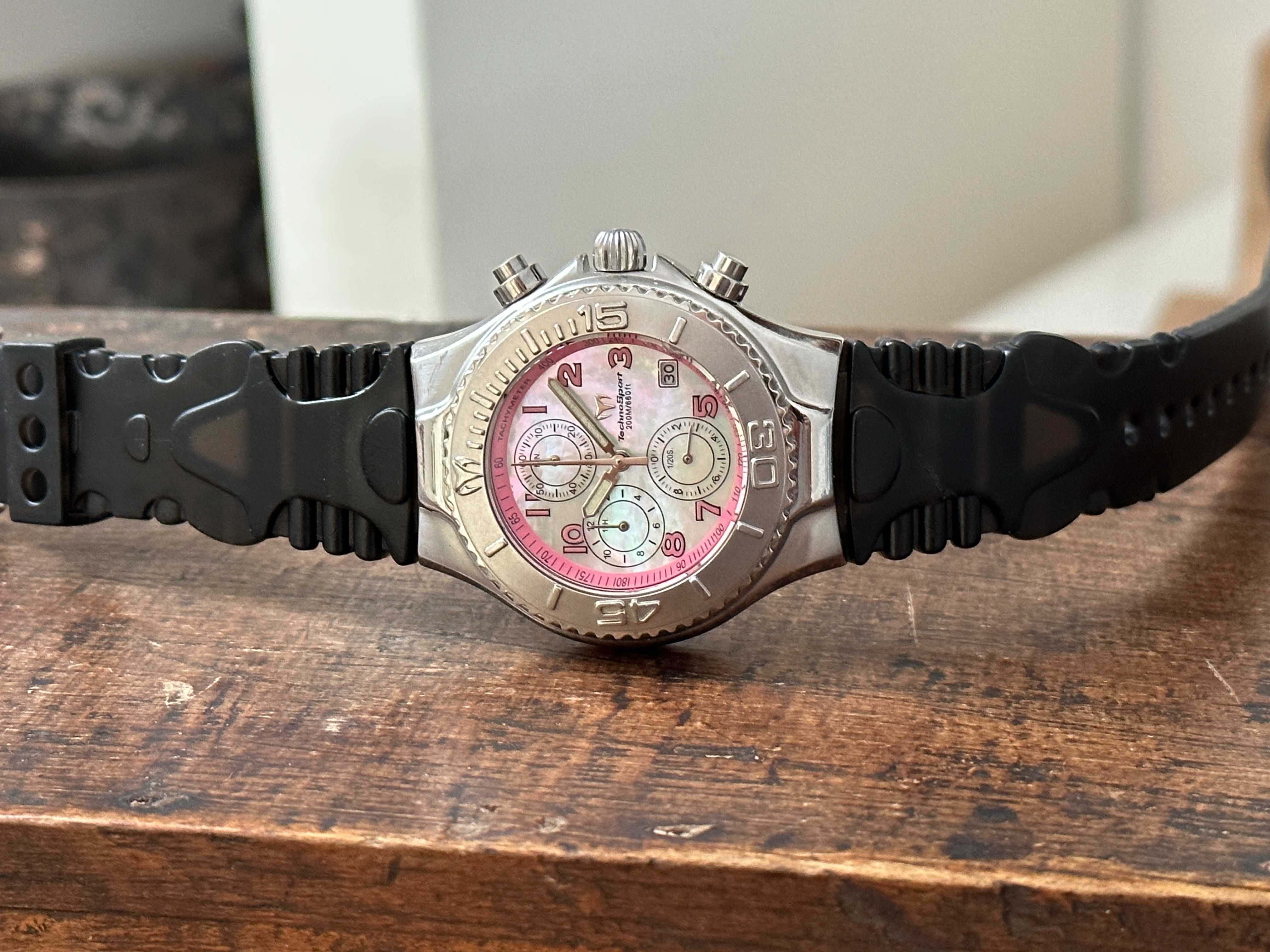 Tehnomarine technosport chronograph dama roz mother pearl sidefat ceas