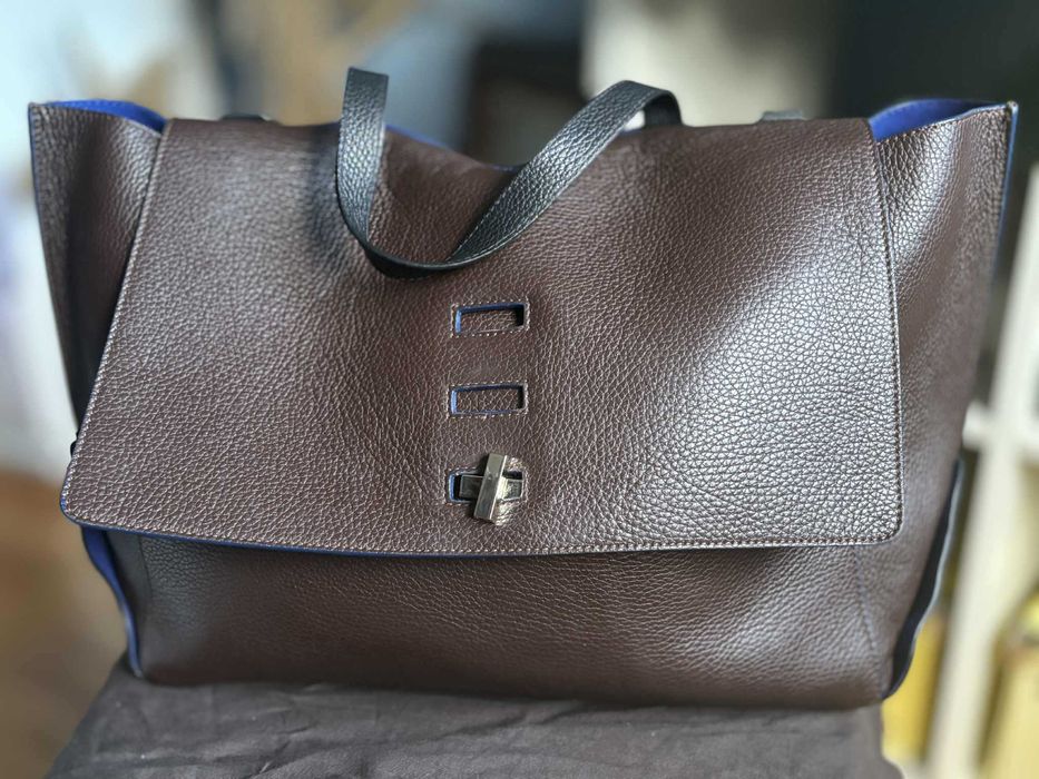 кафява чанта естествена кожа TRUSSARDI