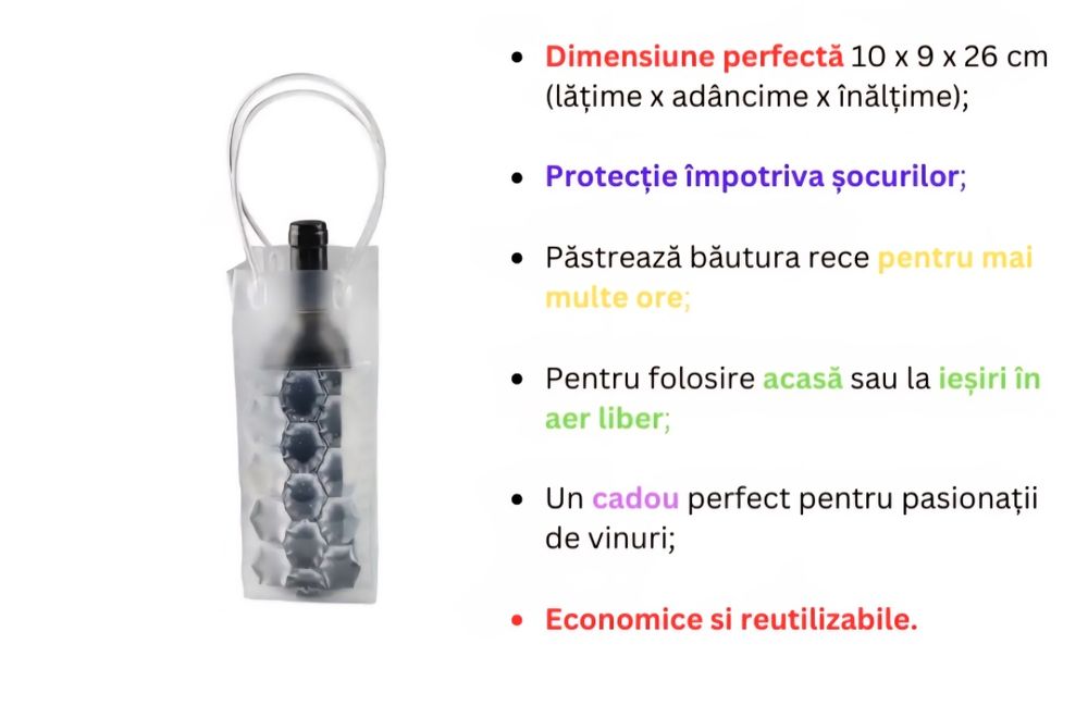 Set 2 pungi cu gel reutilizabile, pentru racire sticle sau doze - NOU