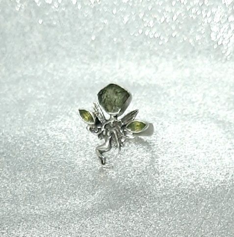 Inel argint deosebit cu moldavite si pandantiv acvamarin