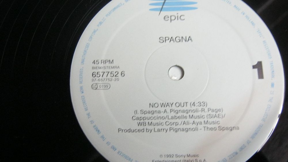 Disc vinil,Maxi,SPAGNA,1992.No Way Out/No Way Words,original