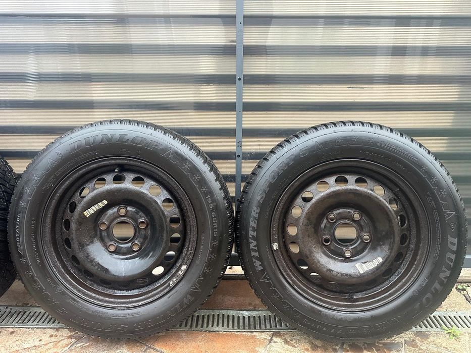 Vând set roti iarna 195/65/15 cu Jante otel  5x112 pe 15"